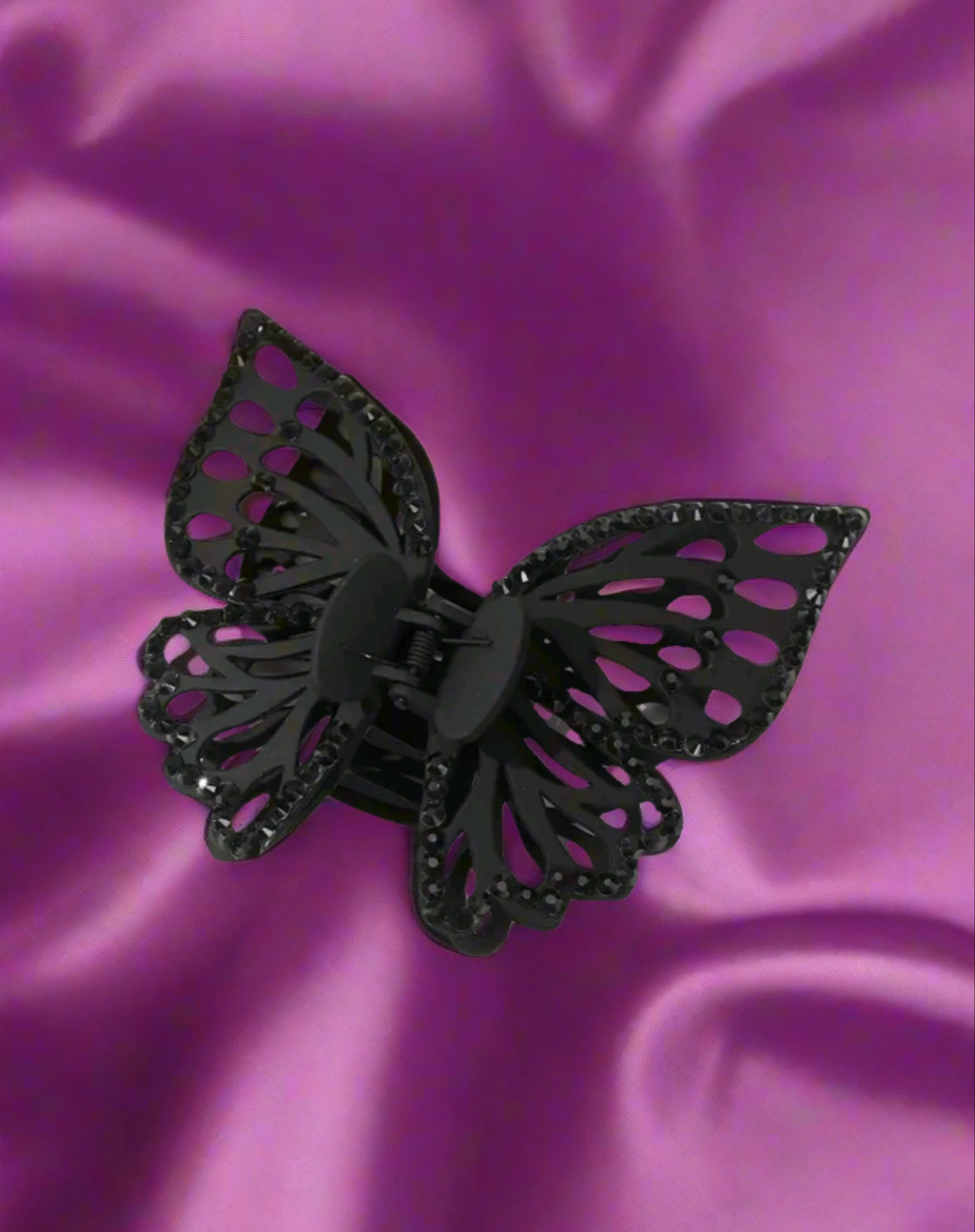 🦋 “Flutter Flex” Rhinestone Butterfly Claw Clip – Available in Pearl, Pink & Midnight