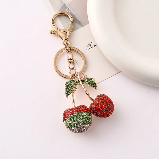 Berry cherry rhinestone keychains
