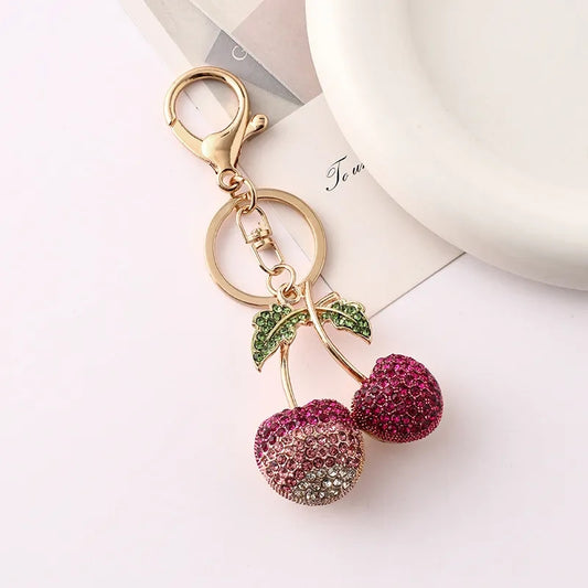 Berry cherry rhinestone keychains